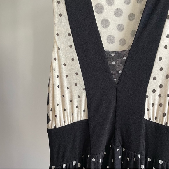 Fuzzi Italy Black & White Polka Dot Mesh Sleeveless Dress - Picture 3 of 6
